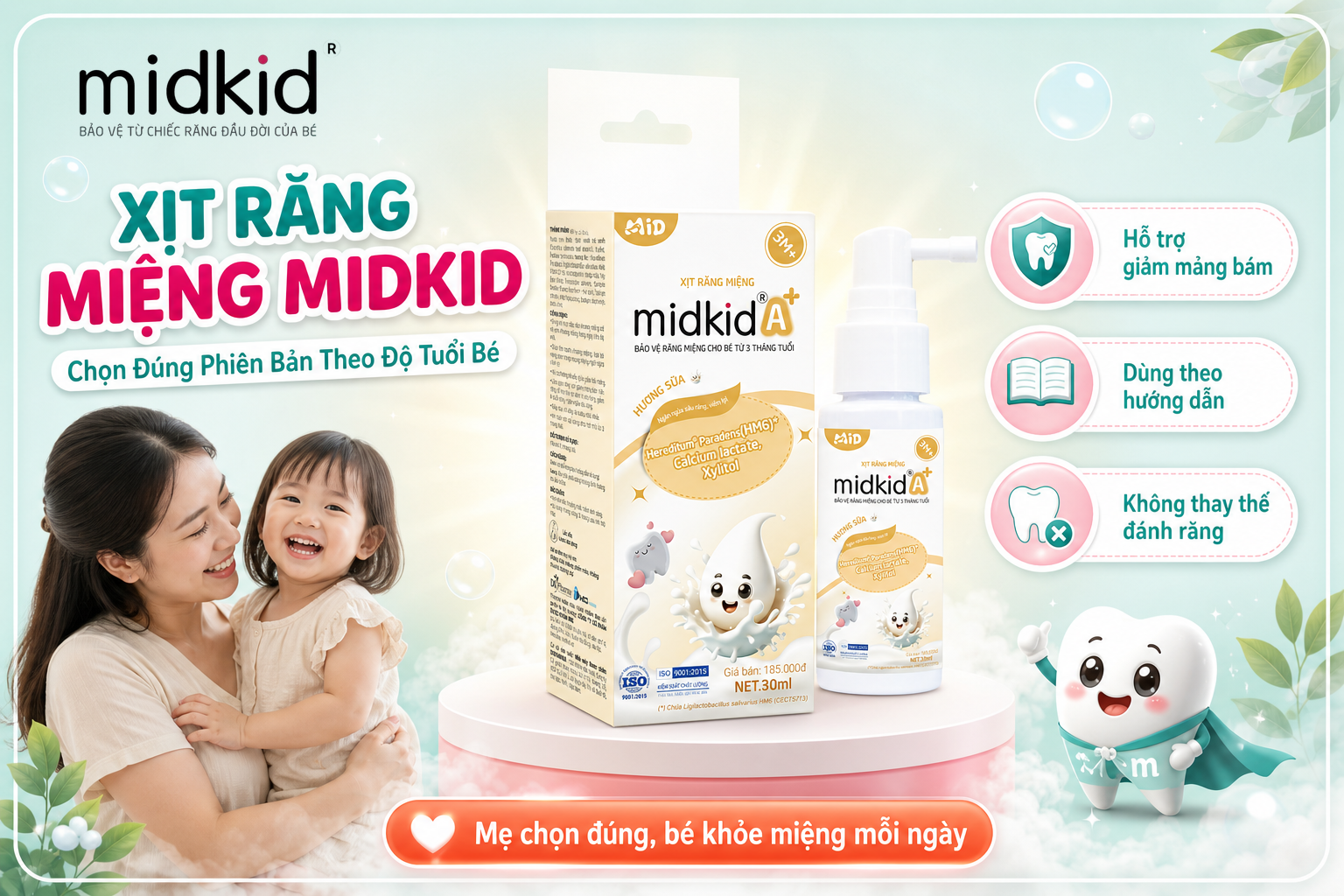 Xịt Răng Miệng Midkid, chọn đúng phiên bản theo độ tuổi bé