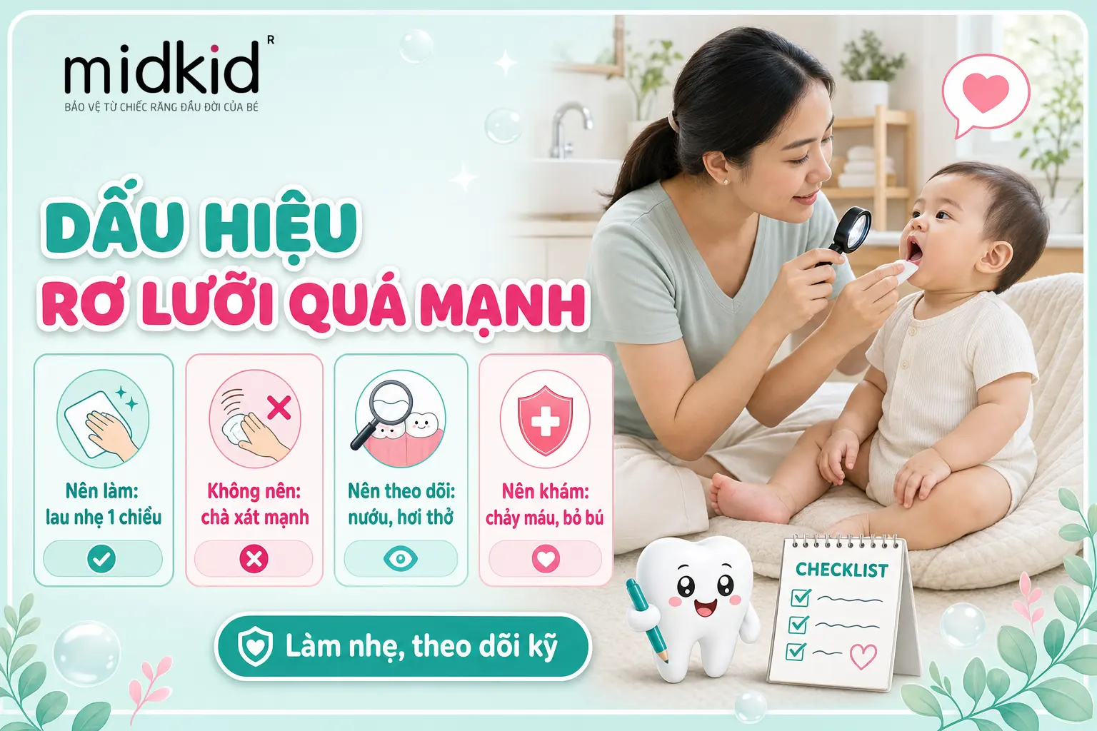 Dấu hiệu rơ lưỡi quá mạnh cho bé 10 tháng