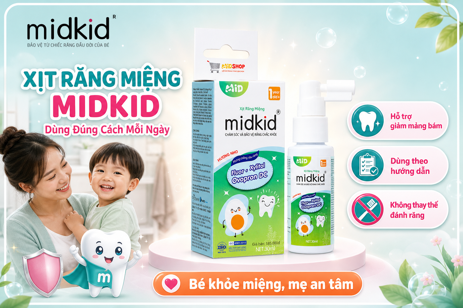 Xịt Răng Miệng Midkid dùng đúng cách mỗi ngày