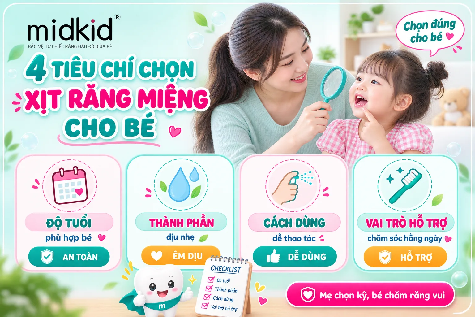 4 tiêu chí chọn xịt răng miệng cho bé