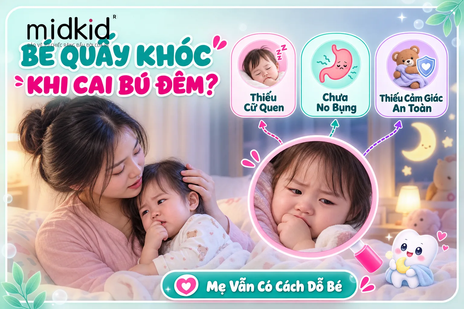 Bé quấy khóc khi cai bú bình đêm, mẹ nên làm gì