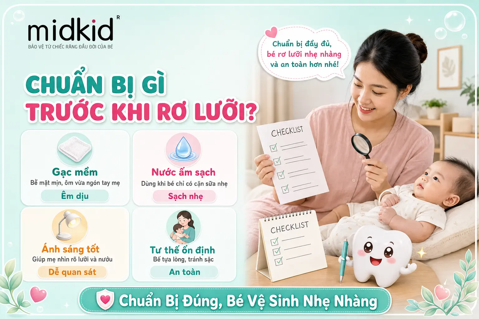 Chuẩn bị gì trước khi rơ lưỡi cho bé dưới 1 tuổi
