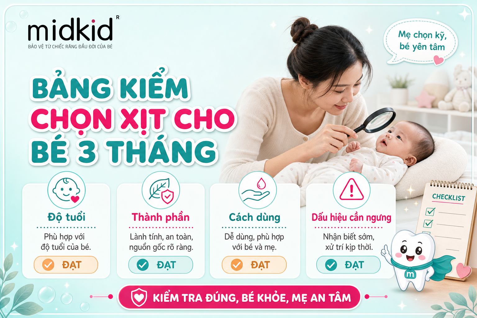 Bảng kiểm chọn xịt cho bé 3 tháng