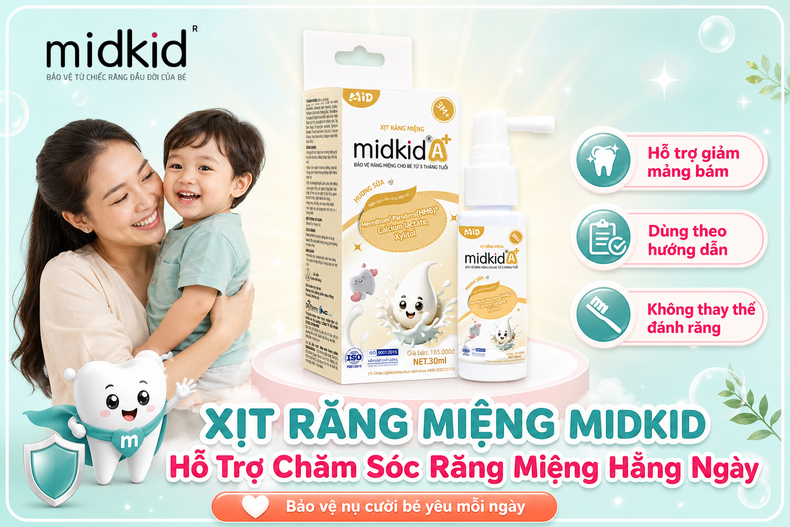 Xịt Răng Miệng Midkid hỗ trợ chăm sóc răng miệng hằng ngày cho bé