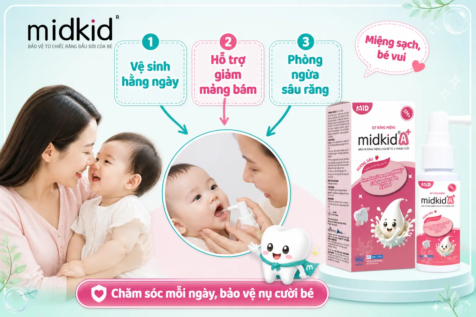 Midkid phù hợp ở bước nào trong chăm sóc răng miệng cho bé