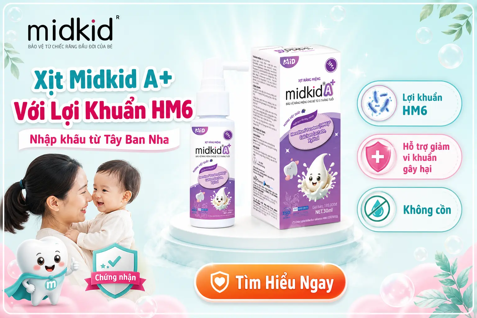 Xịt Midkid A+ với lợi khuẩn HM6