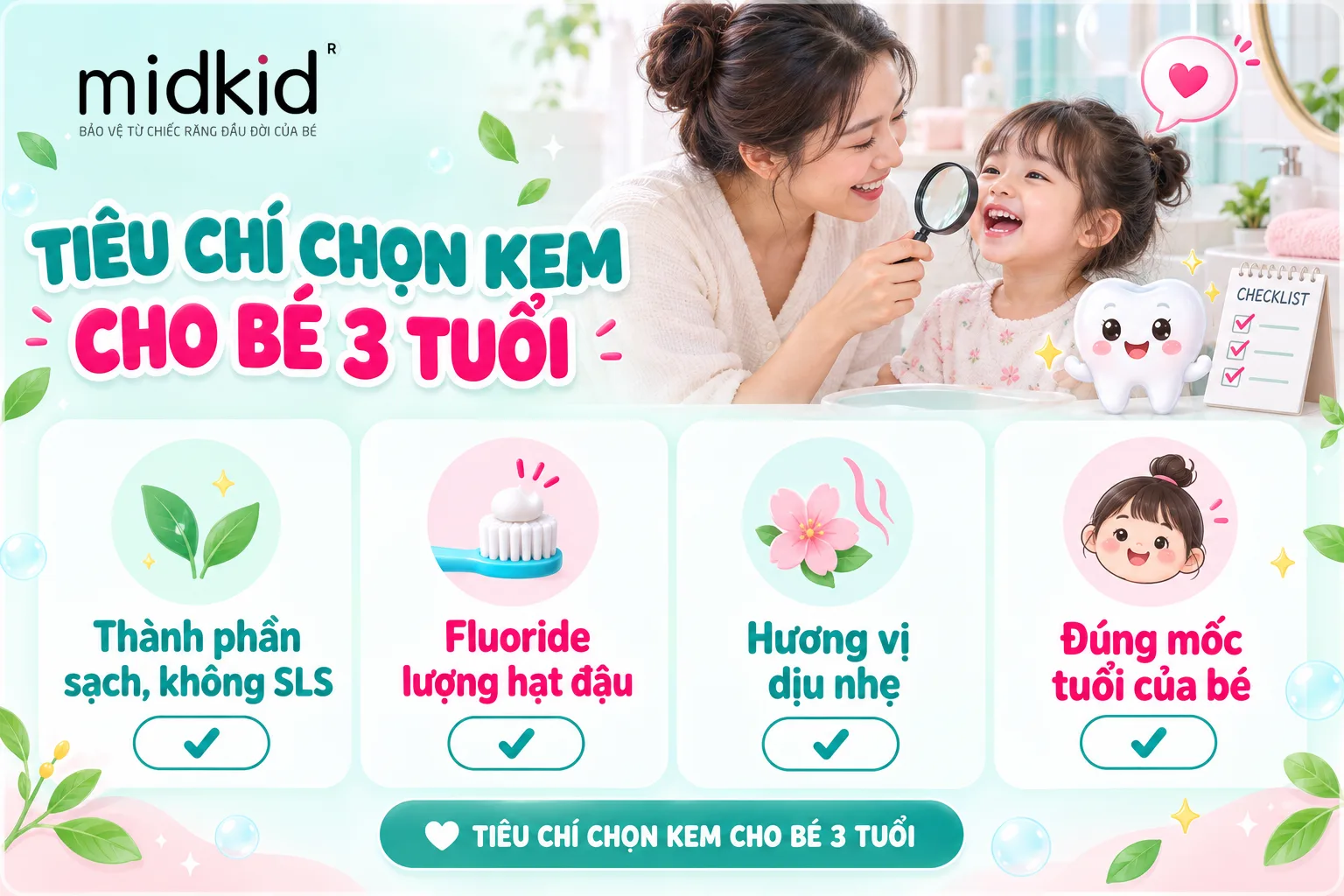 Tiêu chí chọn kem đánh răng cho bé 3 tuổi