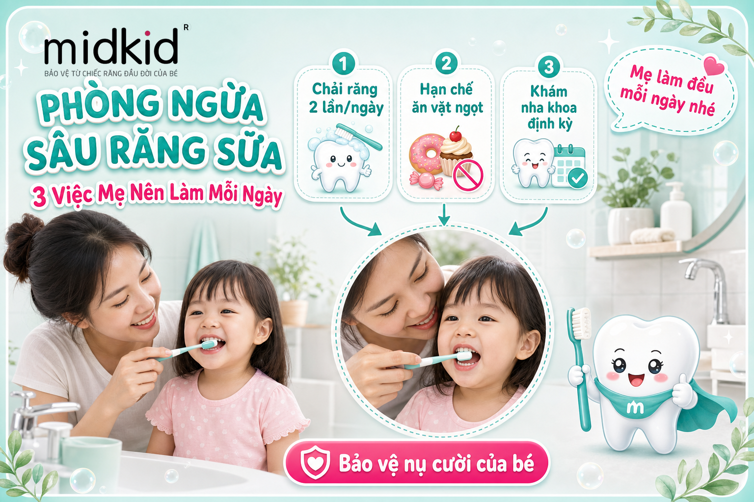Phòng ngừa sâu răng sữa, 3 việc mẹ nên làm mỗi ngày