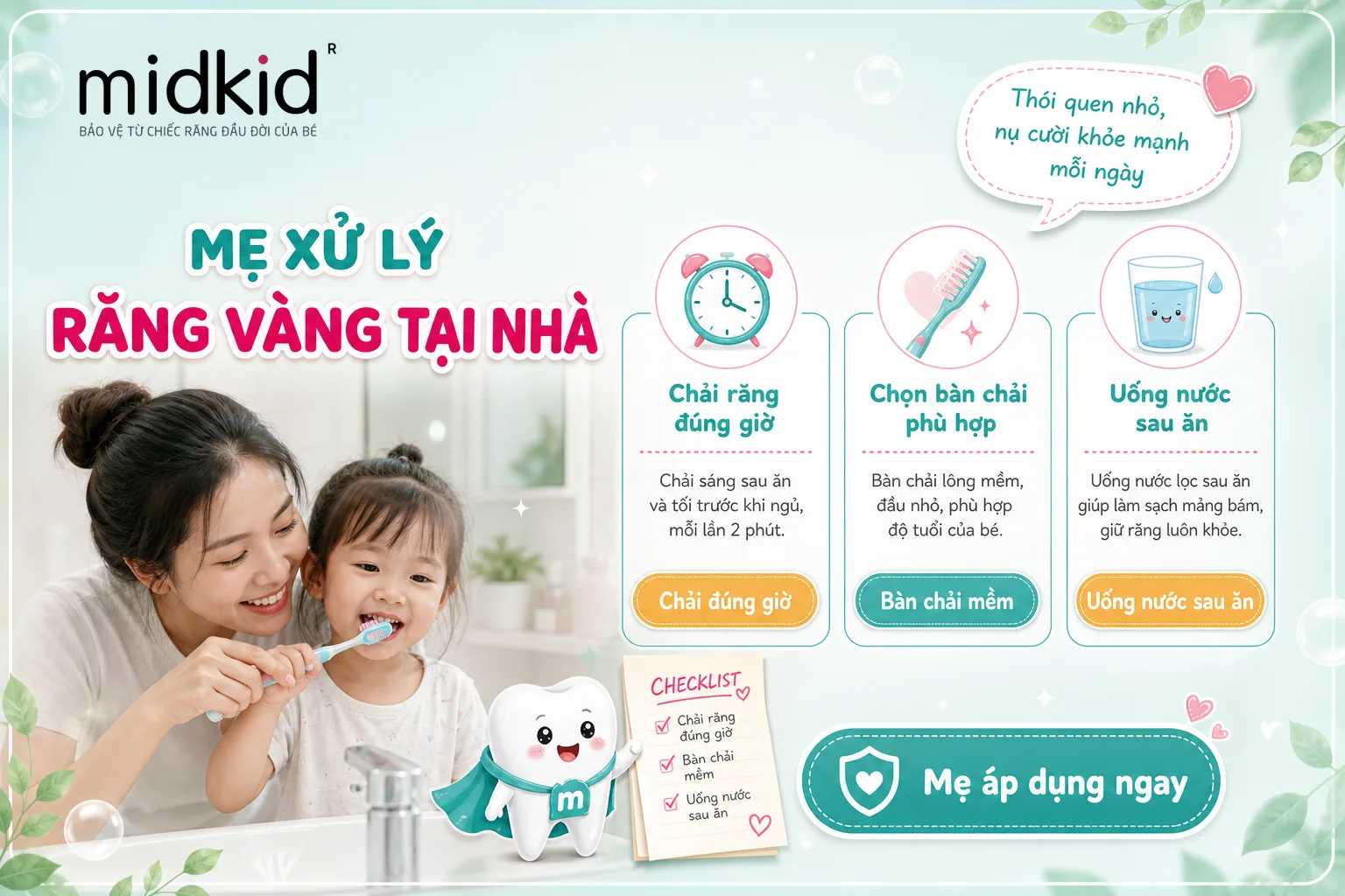 Mẹ xử lý răng vàng tại nhà cho bé đúng cách
