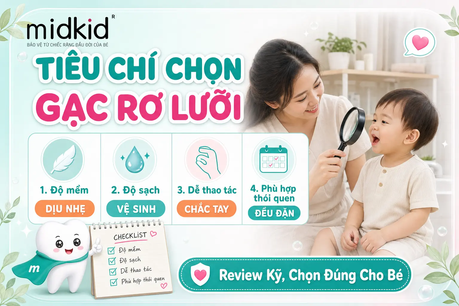 Tiêu chí chọn gạc rơ lưỡi cho bé 2 tuổi