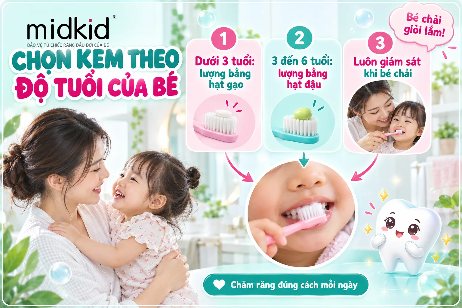 Chọn kem đánh răng theo độ tuổi của bé