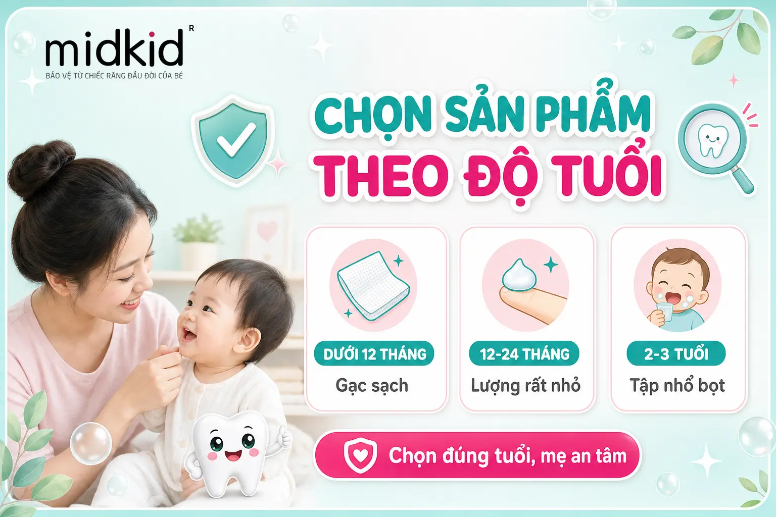 Chọn sản phẩm chăm sóc răng theo độ tuổi của bé