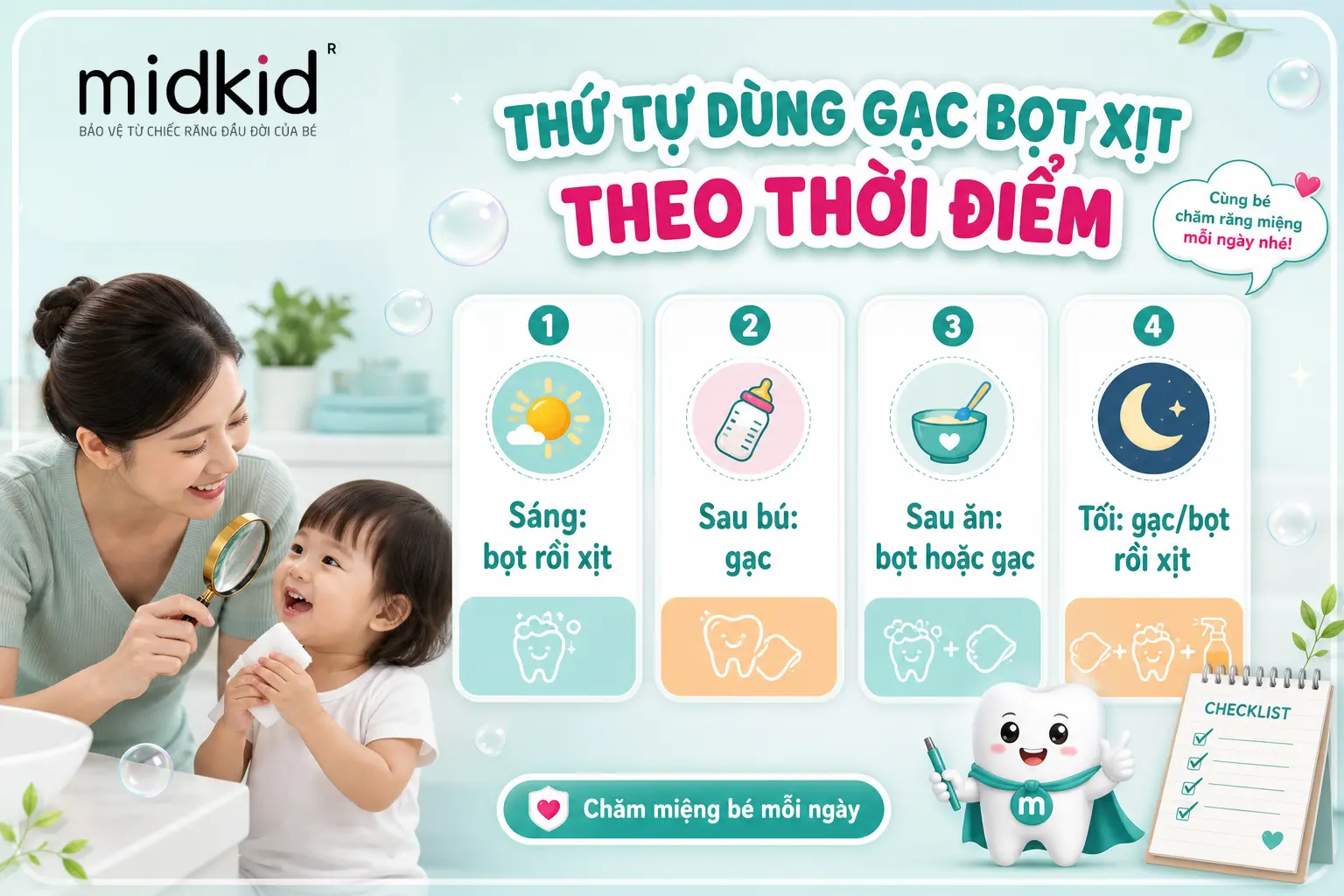Thứ tự dùng gạc bọt xịt theo thời điểm