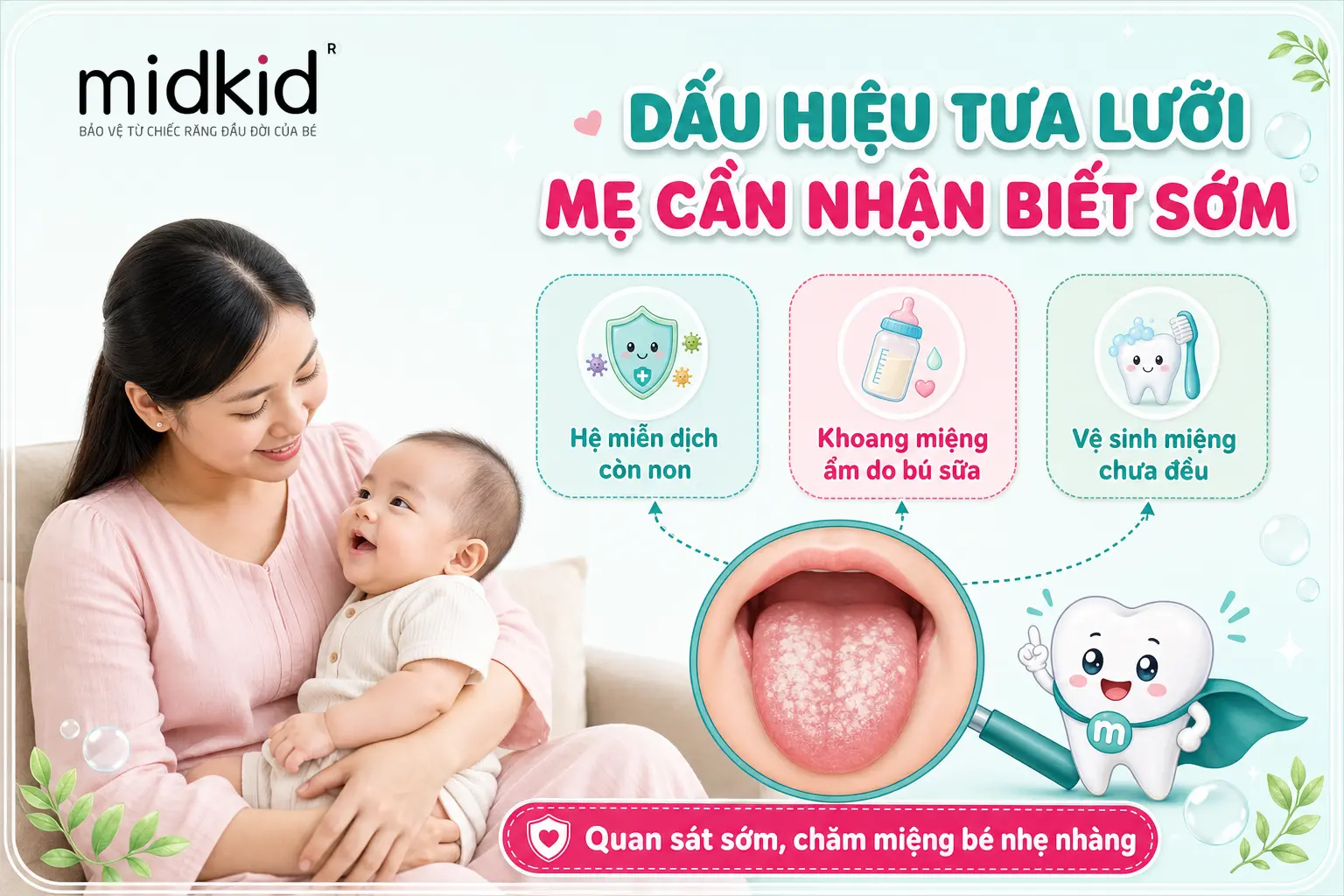 Dấu hiệu tưa lưỡi ở bé 5 tháng mẹ cần nhận biết sớm