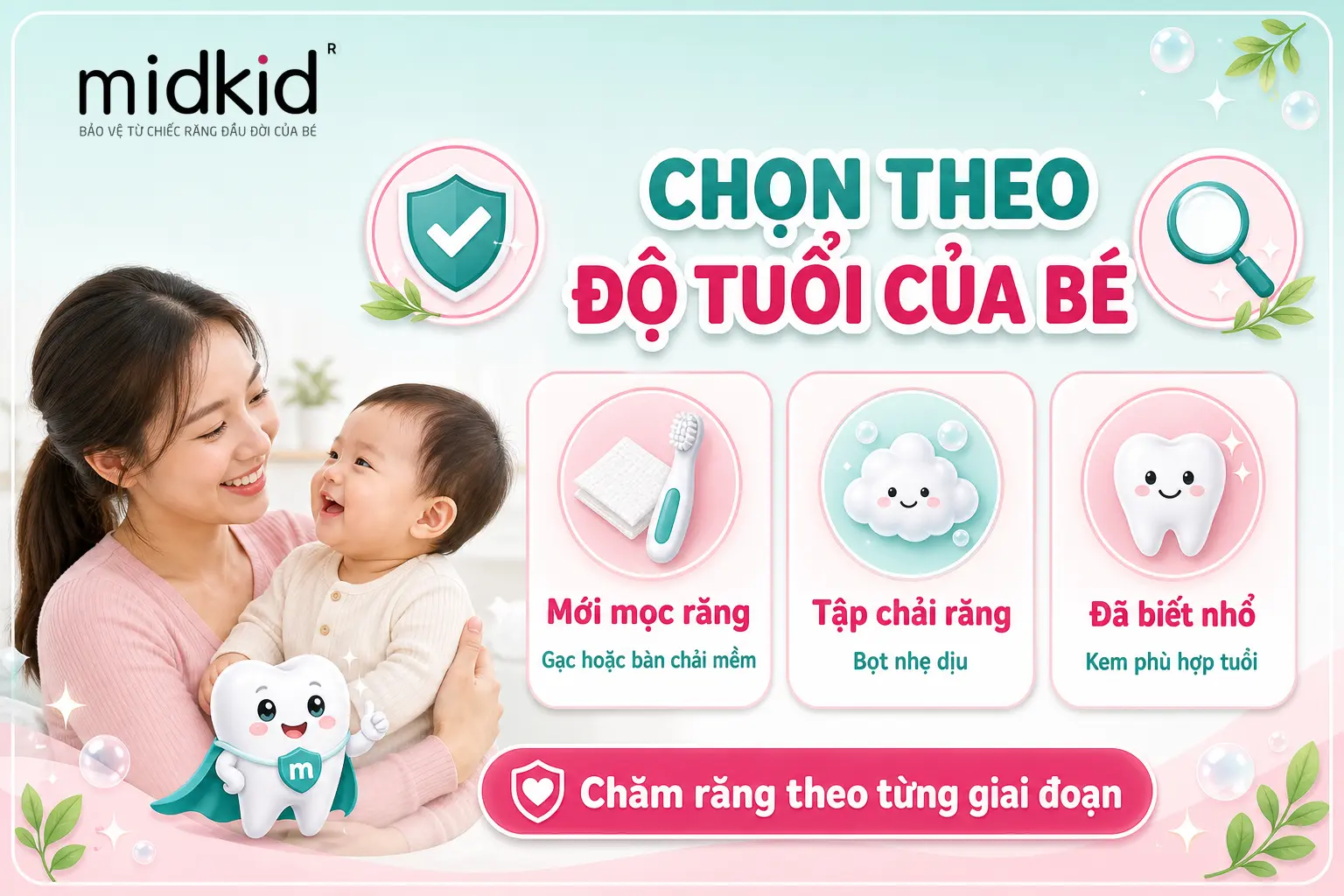 Chọn sản phẩm chăm sóc răng theo độ tuổi của bé