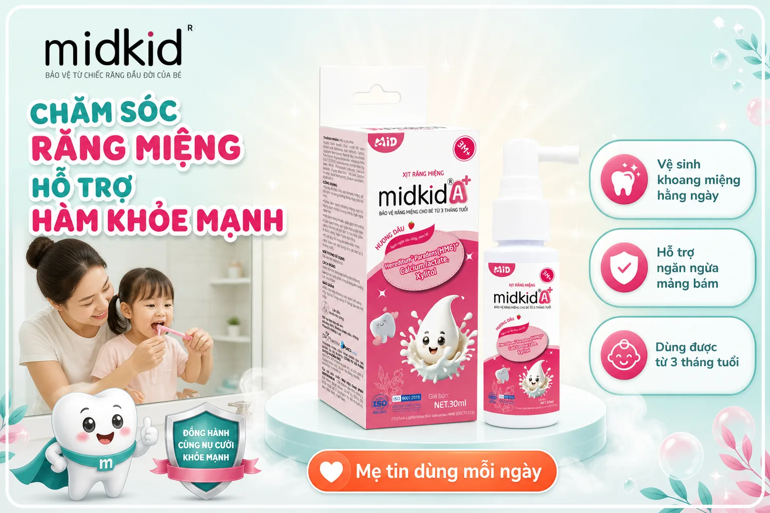 Chăm sóc răng miệng hỗ trợ hàm khỏe mạnh cho bé