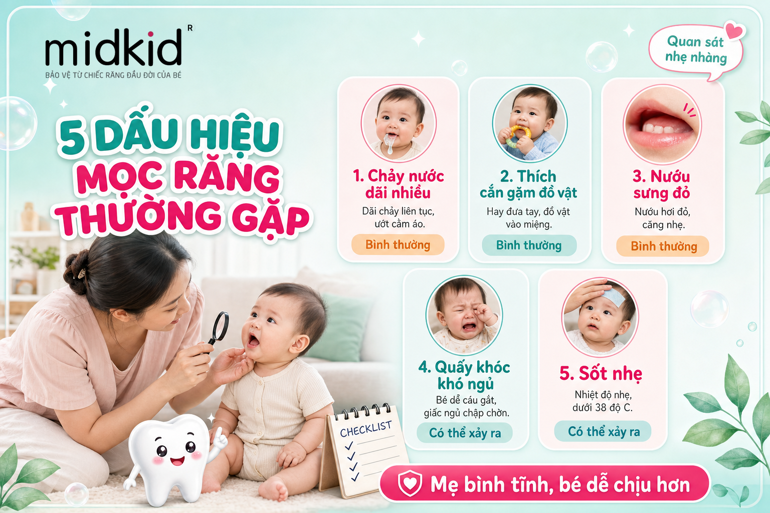 Dấu hiệu bé mọc răng đầu tiên: Mẹ nhận biết đúng và chăm sóc nhẹ nhàng