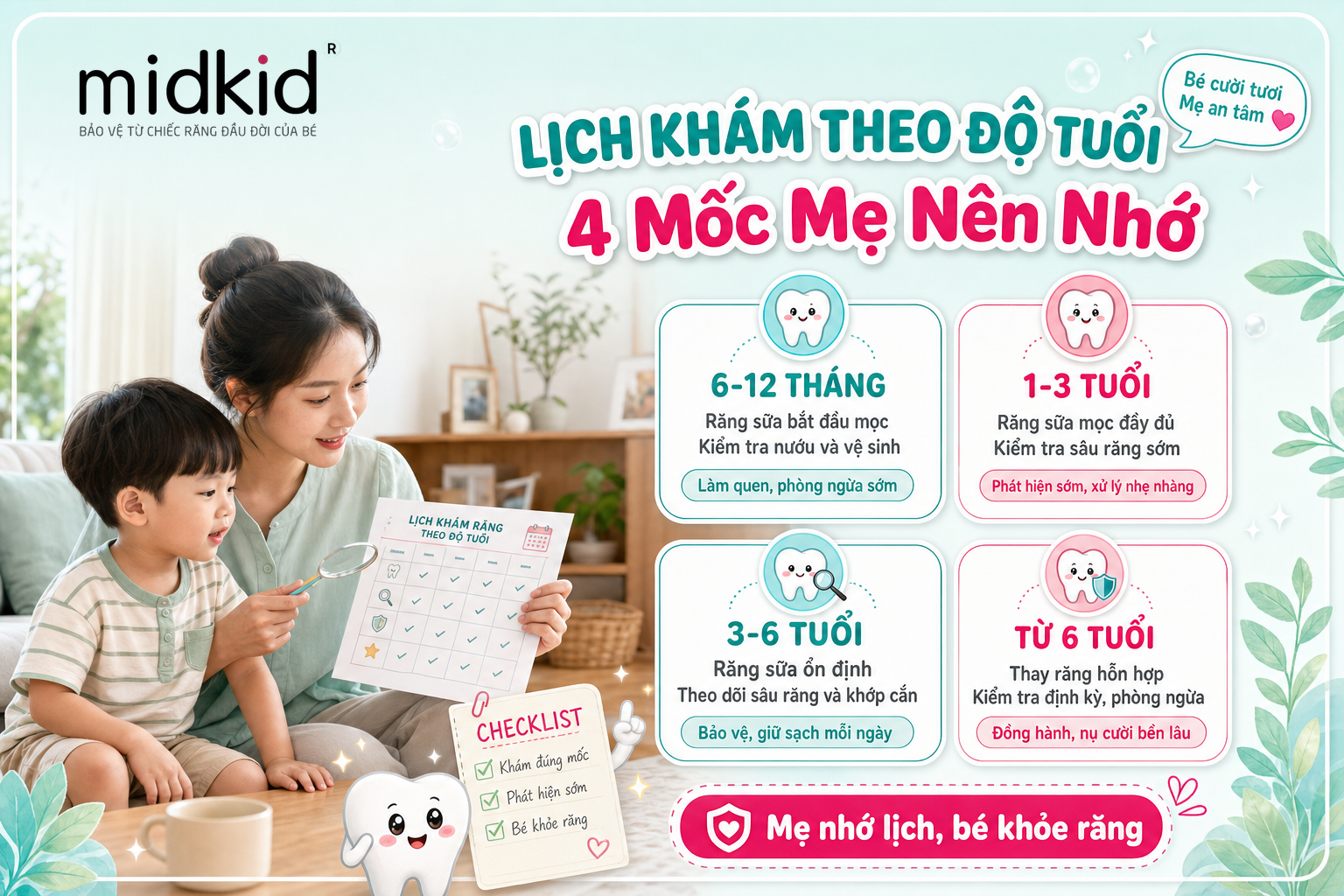 Lịch khám răng theo độ tuổi của bé, 4 mốc mẹ cần nhớ
