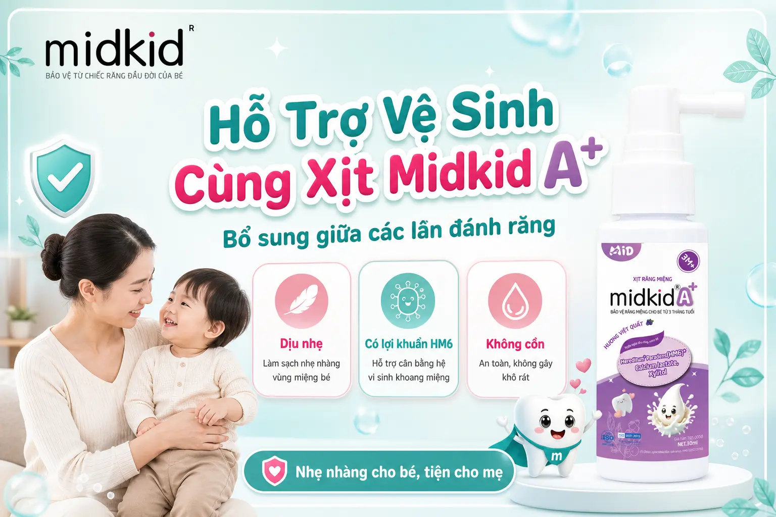 Hỗ trợ vệ sinh cùng Xịt Midkid A+