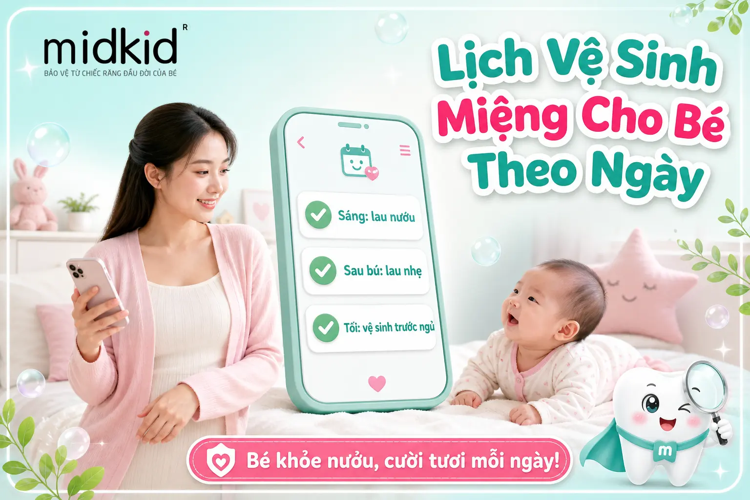 Lịch vệ sinh miệng cho bé theo ngày
