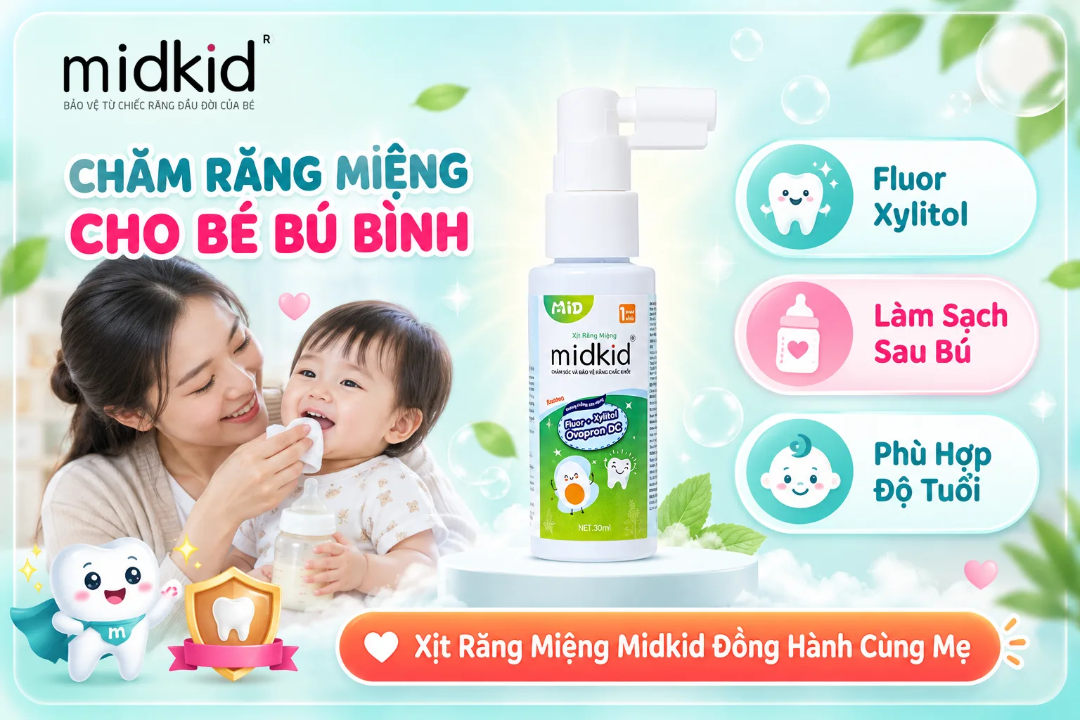 Chăm răng miệng cho bé bú bình