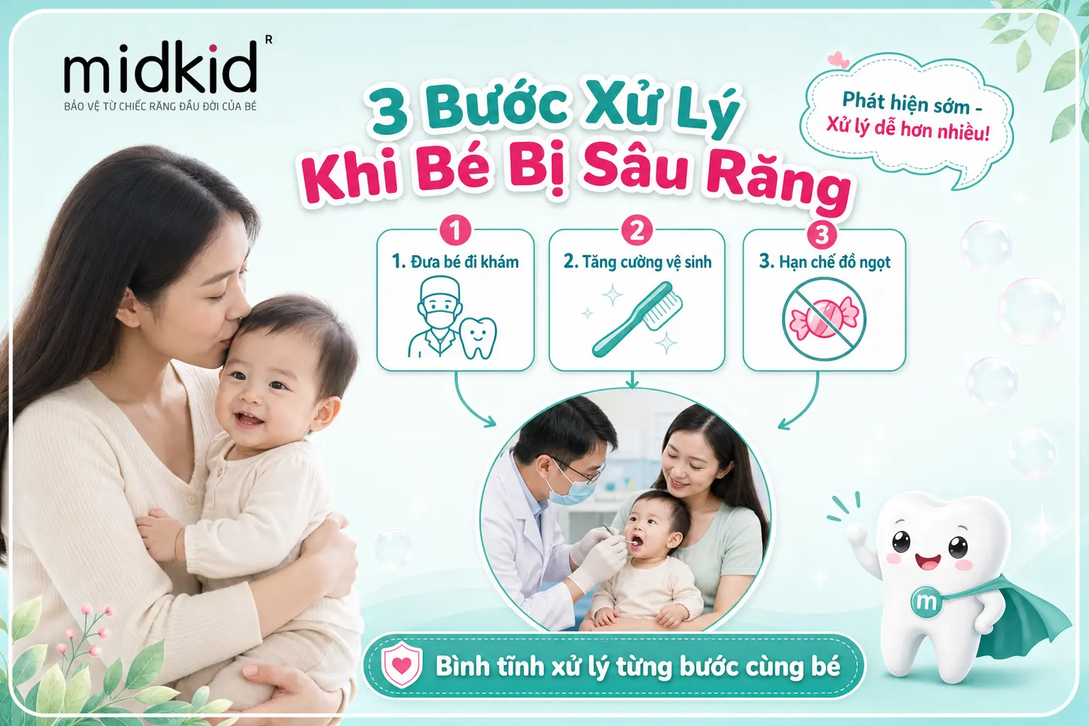 3 bước xử lý khi bé bị sâu răng