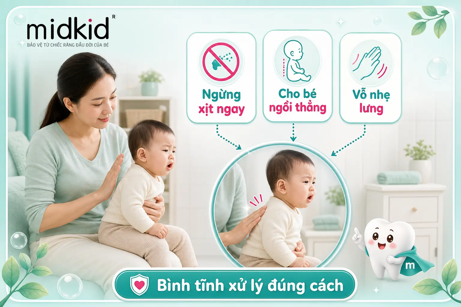 Bé bị sặc khi xịt răng miệng phải làm sao ngay lúc đó