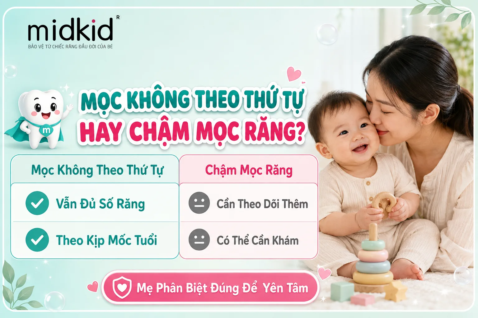 Trẻ chậm mọc răng có liên quan đến mọc răng không theo thứ tự không