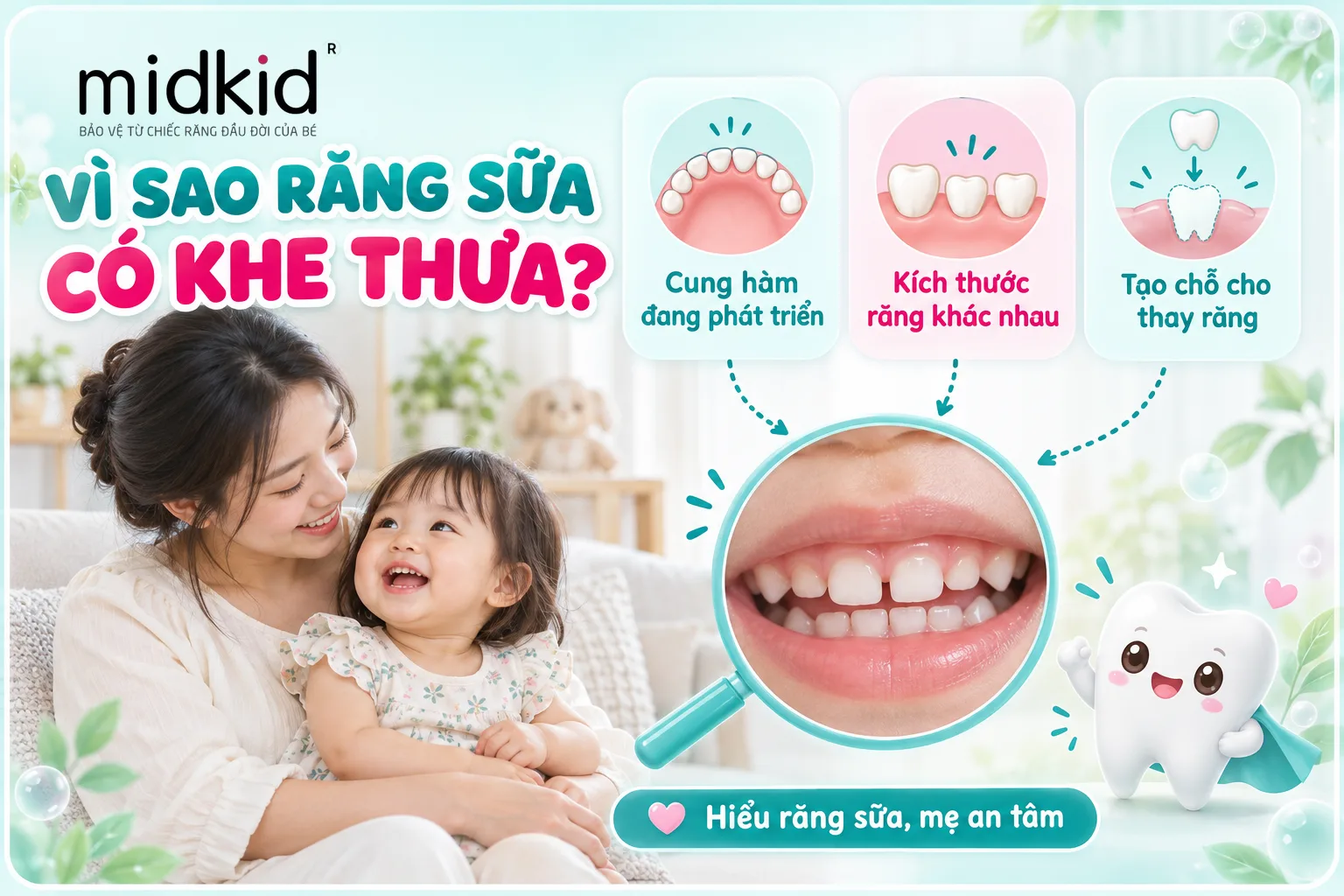 Vì sao răng sữa có khe thưa - cung hàm phát triển