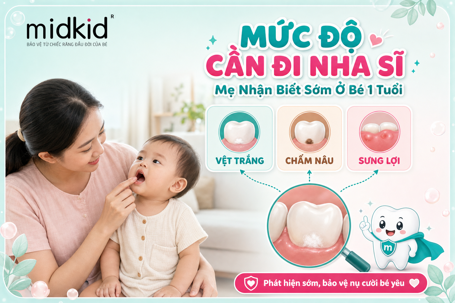 Bảng nhận biết mức độ cần đi nha sĩ ở trẻ 1 tuổi bị sâu răng