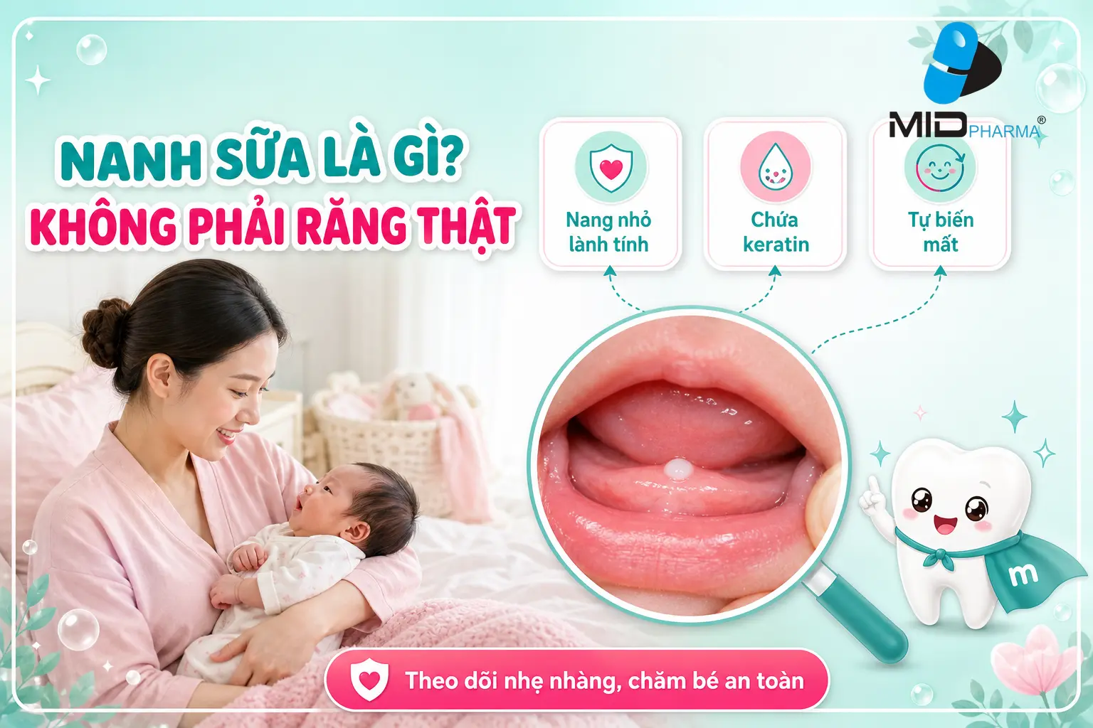 Nanh sữa là gì - không phải răng thật, nang lành tính tự biến mất