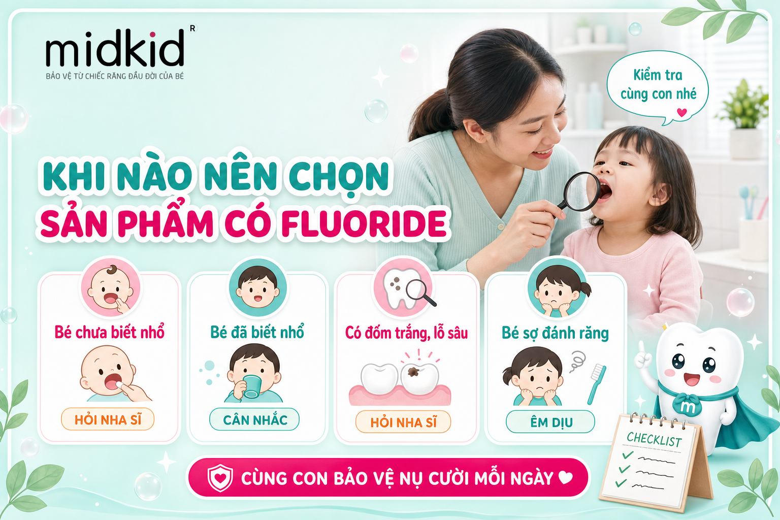 Bọt Midkid có fluoride không? Giải đáp thành phần cho mẹ
