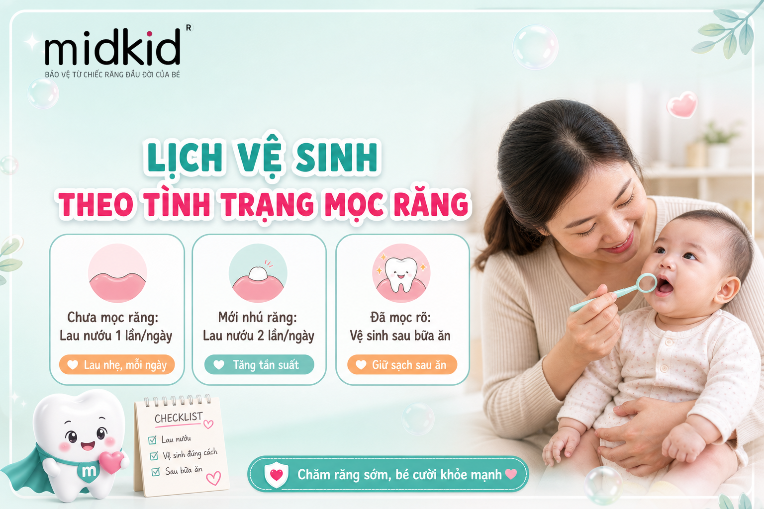 LỊCH VỆ SINH THEO TÌNH TRẠNG MỌC RĂNG